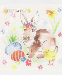 Tete A Tete 20 Pack White Easter Friends Paper Napkins