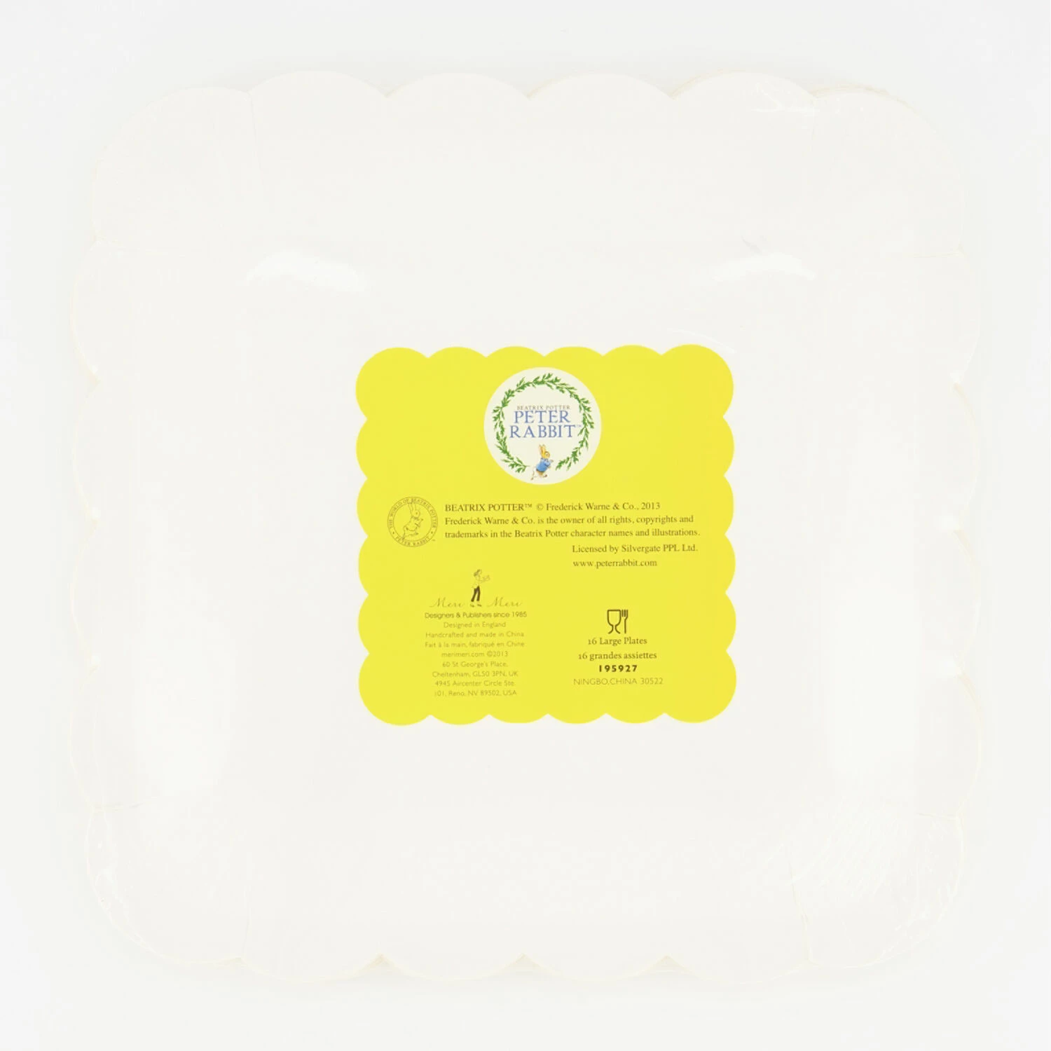 Meri Meri 16 Pack Yellow Rabbit Cardboard Plates 23x23cm - Image 2