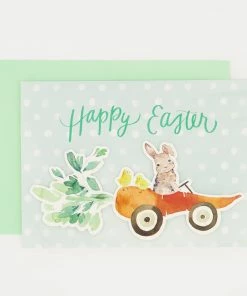 Eccolo Blue Carrot Car Happy Easter Card