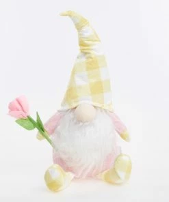Pink & Yellow Sitting Easter Gnome 41x25cm