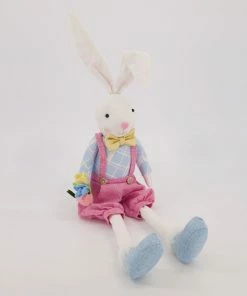 Pink Overall Dressed Bunny Easter Decoration 66x16cm