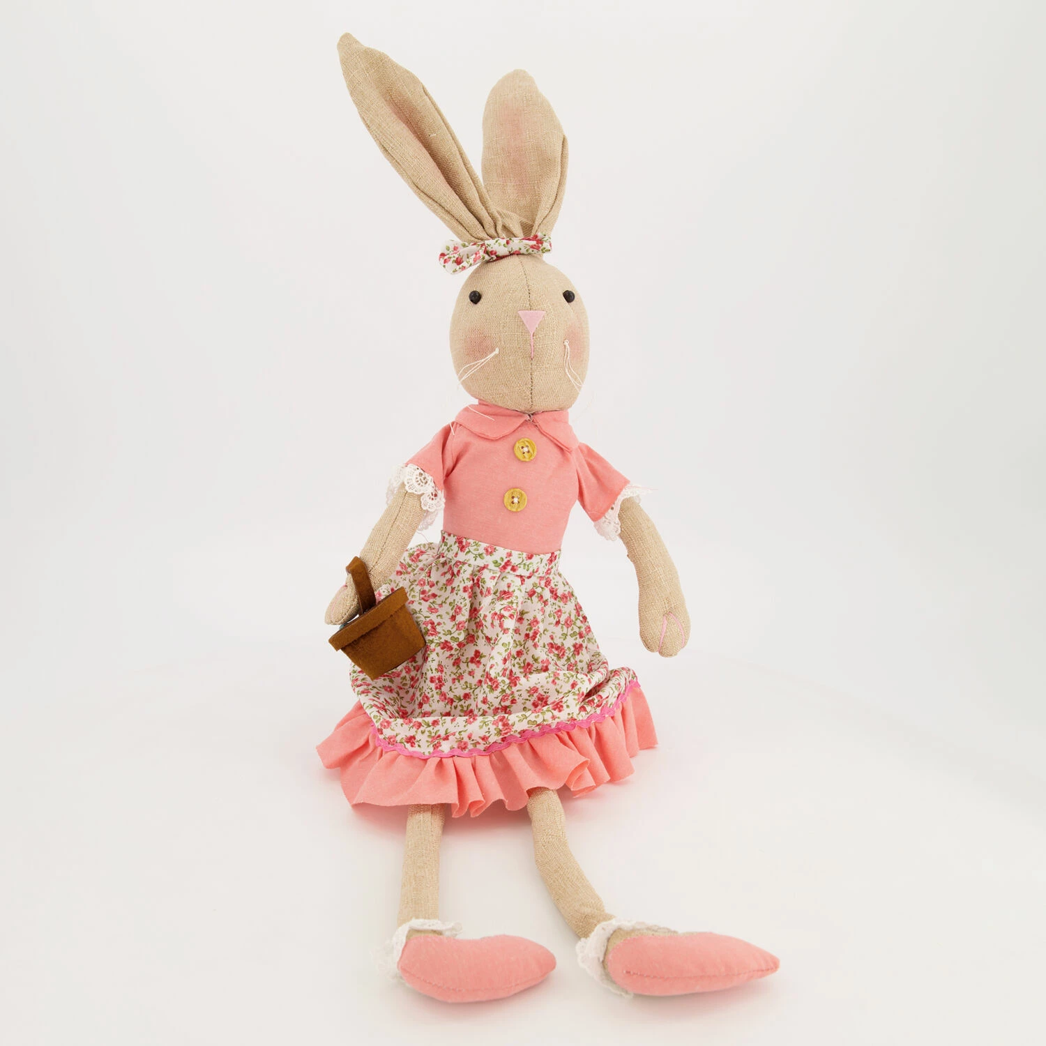 Brown & Pink Bunny Ornament 63x15cm
