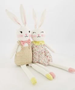 White Easter Decoration Sitting Bunny Boy & Girl 56x10cm