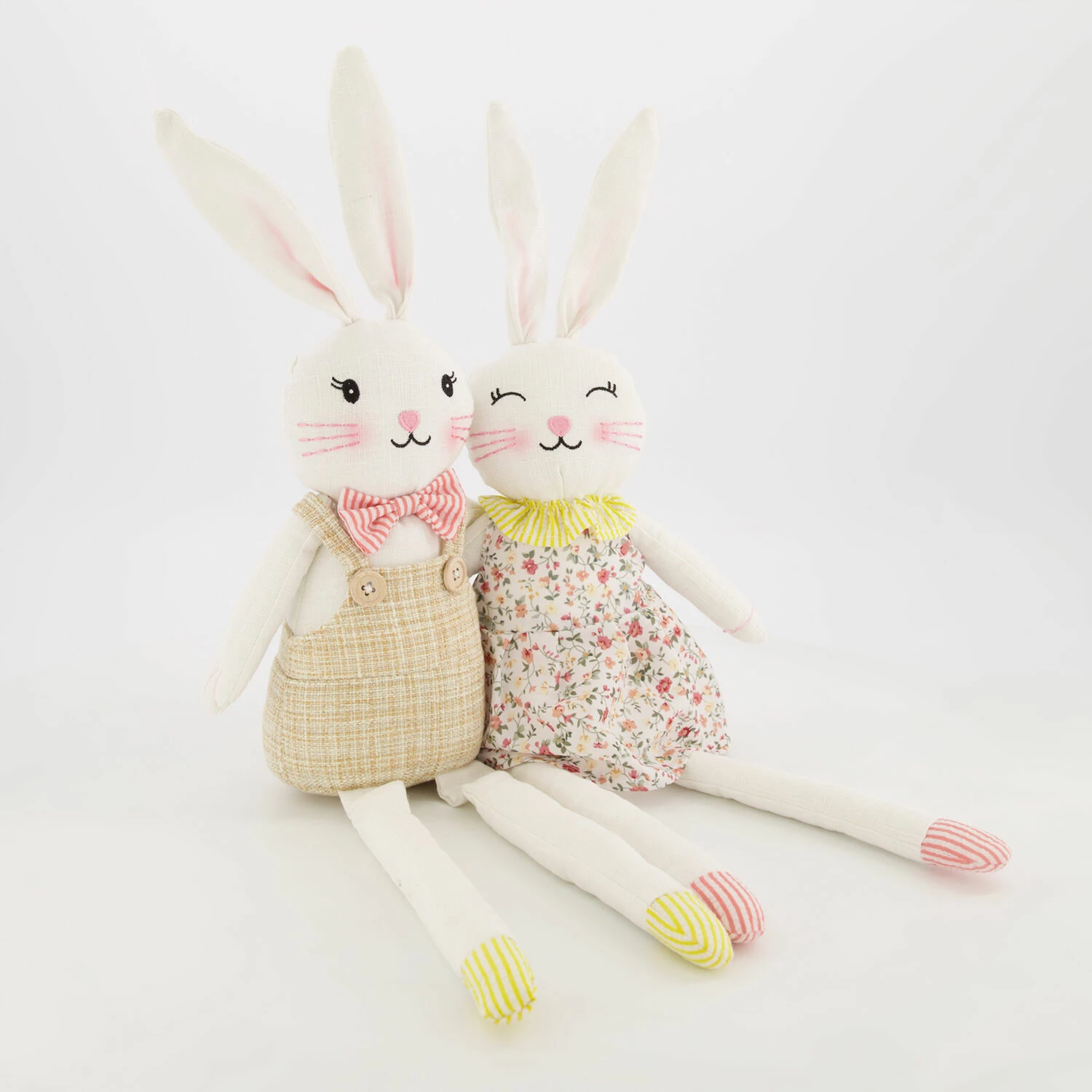 White Easter Decoration Sitting Bunny Boy & Girl 56x10cm