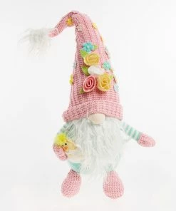 Pink & Green Knitted Easter Gnome 74x32cm