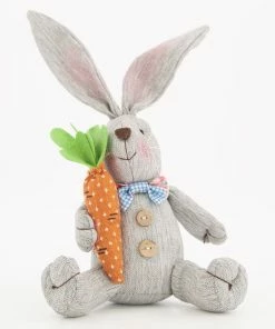 Grey Sitting Bunny Easter Decoration 20x17cm