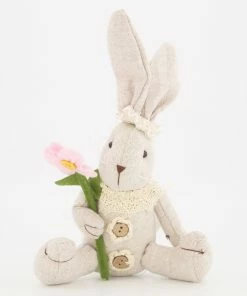 Grey Sitting Bunny Easter Decoration 20x18cm