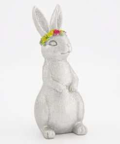 Silver Glittery Bunny Ornament 24x9cm