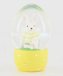 White & Yellow Rabbit Mini Snowglobe 7x4cm