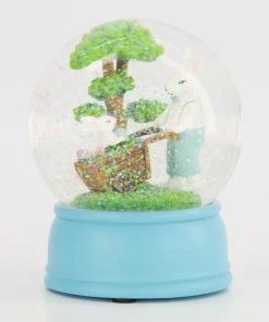 Blue Easter Bunny Snowglobe 12x10cm