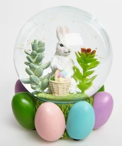 Multicoloured Easter Bunny Snowblobe 14x12cm