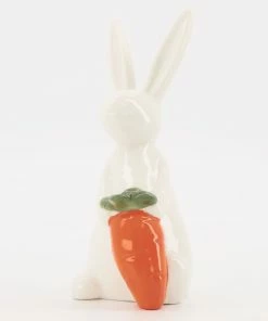 White Easter Rabbit & Carrot 17x7cm