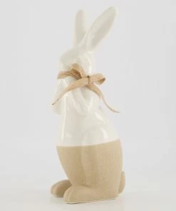 White & Brown Easter Bunny Ornament 28x10cm