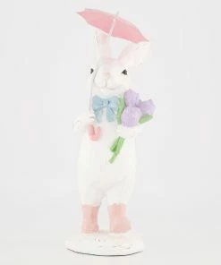 White Bunny With Umbrella Easter Decoration 27x9xm
