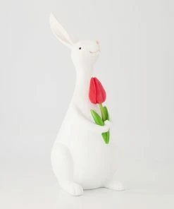White Resin Rabbit Ornament 30x13cm