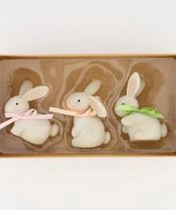 Three Pack Grey Bunny Ornaments