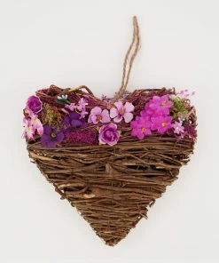 Purple Flower Heart Easter Decoration 22x24cm