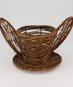 Brown Rattan Bunny Hat Easter Decoration 21x40cm
