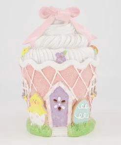 Pink LED House Easter Decoration 26x18cm