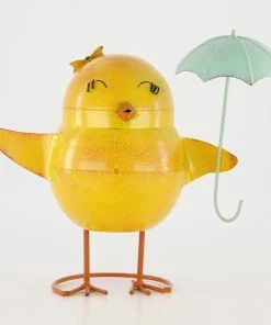 Yellow Metal Chicken Ornament 22x11cm