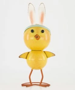 Yellow Metal Easter Chicken Ornament 27cmx8cm
