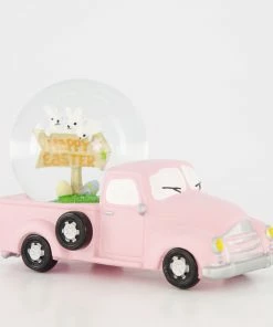 Pink Easter Truck Snow Dome 12x14cm